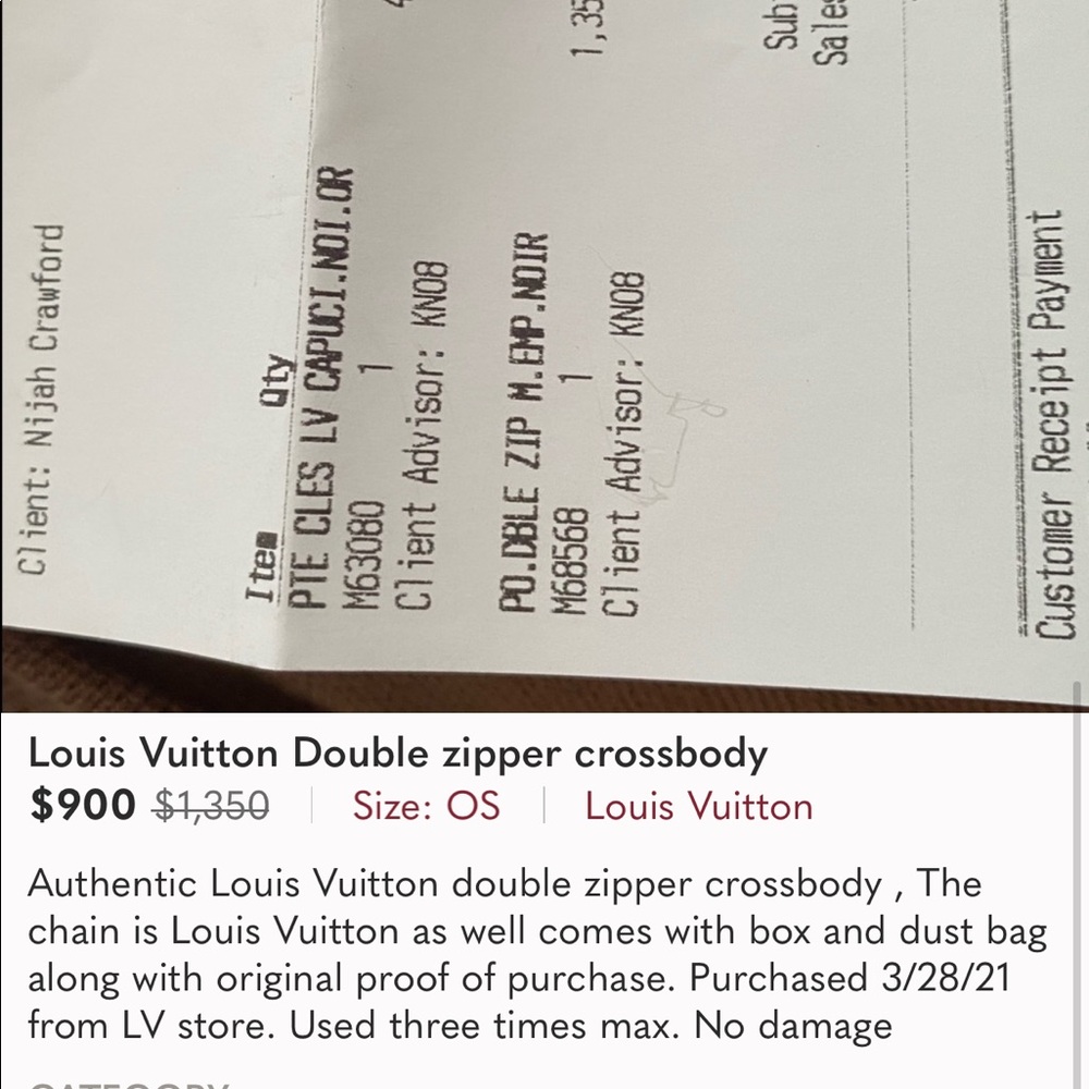 Louis Vuitton double zipper cross body